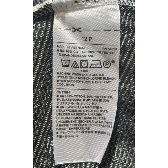 Banana Republic Womens Jacquard Knit Dress Sz 12P Ivory Black Cotton Blend - Picture 4 of 11